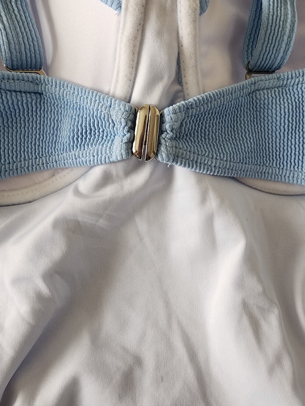 Commense Light Blue Ribbed Cutout One-Piece Swim Tortoise Shell Straps Size Med - Picture 9 of 12